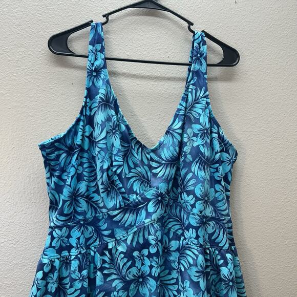 Maxine of Hollywood Floral Swim Dress One Piece Swimsuit Size 26W Vintage - Picture 4 of 8